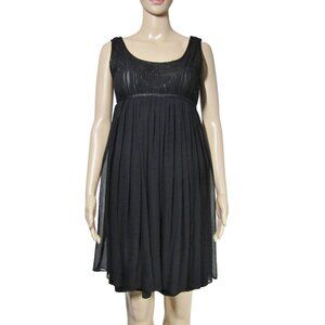 Y2K 100% Silk BABY DOLL XS Fairy Goth Coquette Whimsigoth Empire Black Dress